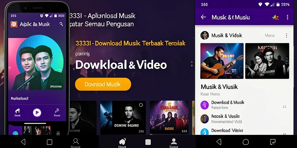 Antarmuka intuitif aplikasi Download Musik 333I memudahkan pengguna dalam mencari dan mengunduh lagu.
