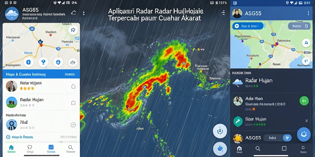 Tampilan antarmuka ASG55 yang menampilkan radar hujan interaktif.