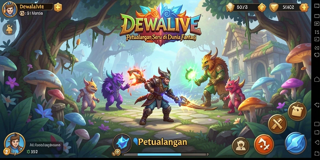 Antarmuka game DEWALIVE yang memukau dan penuh warna.